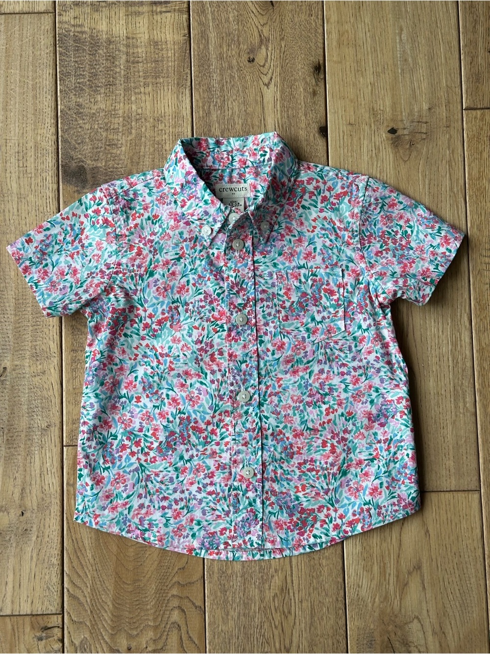 NEW Crewcuts J.Crew Floral Short Sleeve Button Down Shirt size 12-18 Months